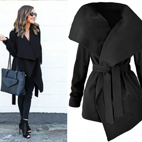 none Jackets & Blazers - New black pea coat long sleeve